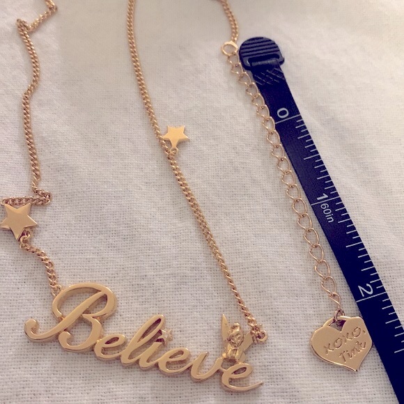 Disney Tinkerbell “Believe” 14k gold plated necklace with signature pouch - Picture 15 of 15